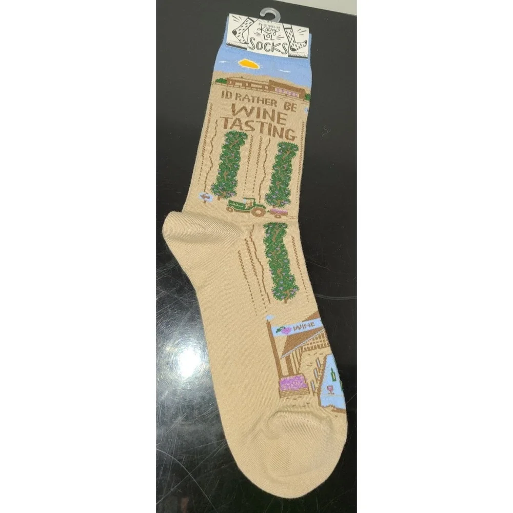 Primitives by Kathy Novelty Socks‎ for Women - I'd Rather Be Wine Tasting - NEW